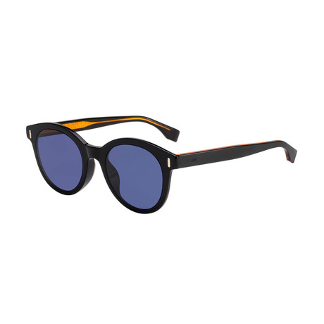 Men's Circular Sunglasses // Black + Orange + Blue