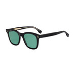 Men's Circular Sunglasses // Black + Gold + Green