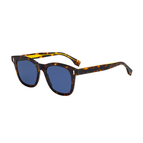 Men's Circular Sunglasses // Havana + Blue