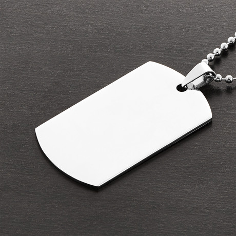 Mirror Finish Dog Tag Pendant Necklace // White