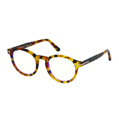 Tom Ford // Men's Round Acetate Blue Light Blocking Glasses // Havana