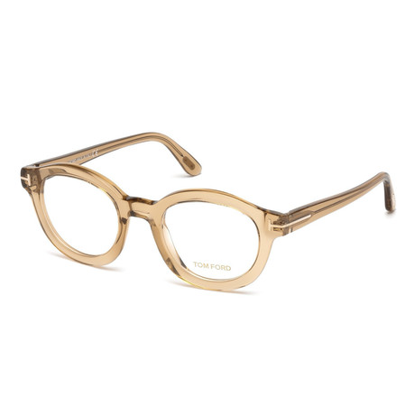 Men's Thick Round Optical Frames // Transparent Light Brown