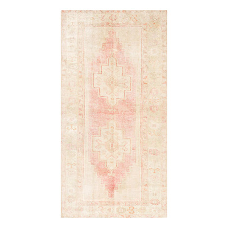 Hand Knotted Oriental Area Rug // Cream + Pink // 4'9" x 8'9"