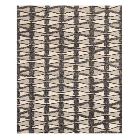 Hand Knotted Oriental Area Rug // Gray + Ivory // 8' x 10'