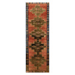 Hand Knotted Oriental Area Rug // Red + Brown // 4' x 13'2"