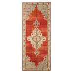 Hand Knotted Oriental Area Rug // Red + Teal // 5'2" x 9'7"