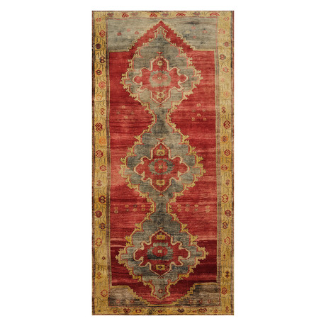 Hand Knotted Oriental Area Rug // Red + Gold // 5'2" x 11'