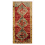 Hand Knotted Oriental Area Rug // Red + Gold // 5'2" x 11'