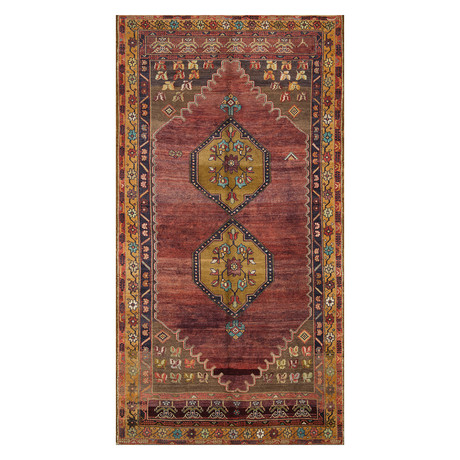 Hand Knotted Oriental Area Rug // Red + Gold // 5'2" x 9'7"