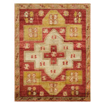 Hand Knotted Oriental Area Rug // Red + Gold // 5'5" x 7'3"