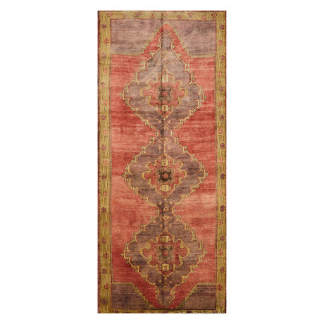 Hand Knotted Oriental Area Rug // Red + Gold // 5'1" x 12'