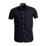 Short Sleeve Button Down Shirt // Black (M)