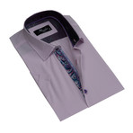 Short Sleeve Button Down Shirt // Light Purple (XL)