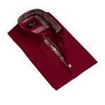 Short Sleeve Button Down Shirt // Burgundy (XL)