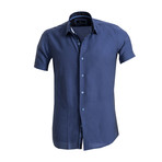 Short Sleeve Button Down Shirt // Blue (L)