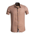 Short Sleeve Button-Up Shirt // Light Brown (S)