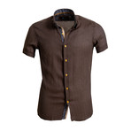 Short Sleeve Button Down Shirt // Dark Brown (3XL)