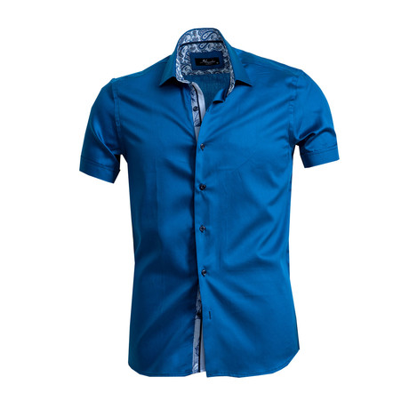 Short Sleeve Button Down Shirt II // Medium Blue (XL)