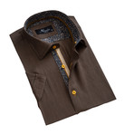 Short Sleeve Button Down Shirt // Dark Brown (S)