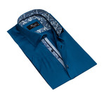 Short Sleeve Button Down Shirt II // Medium Blue (3XL)