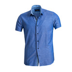 Short Sleeve Button Down Shirt // Denim Blue (3XL)