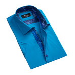 Amedeo Exclusive // Short Sleeve Button Down Shirt I // Medium Blue (S)