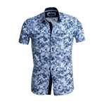 Floral Paisley Short Sleeve Button Down Shirt // Light Blue (L)