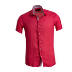 Short Sleeve Button Down Shirt // Bright Red (S)