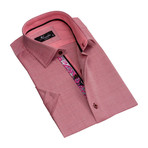 Short Sleeve Button Down Shirt // Pink (XL)