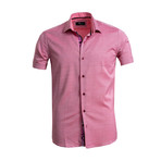 Short Sleeve Button Down Shirt // Pink (L)