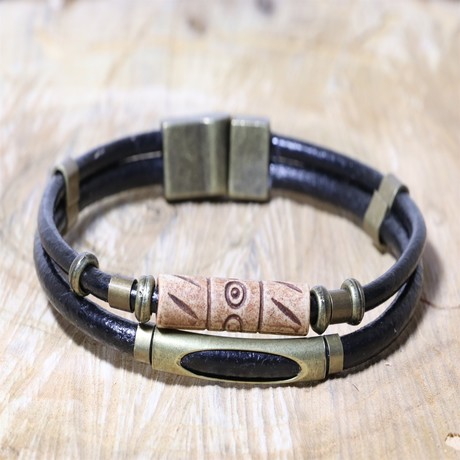 Prospero Leather Bracelet // Brown + Black