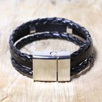 Evil Eye Leather Bracelet // Black