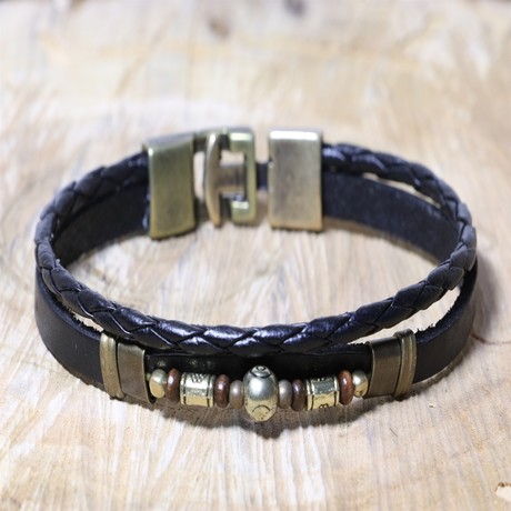 Harper Leather Bracelet // Black