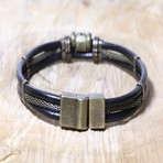 Yanis Leather Bracelet // Black + Gold