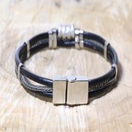 Normandy Leather Bracelet // Black + Gray