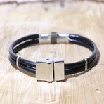 Aria Leather Bracelet // Black + Gray