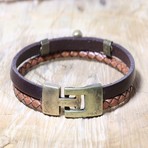 Pier Leather Bracelet // Brown + Gold