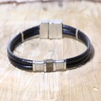 Aria Leather Bracelet // Black + Gray