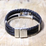 Stuart Leather Bracelet // Black + Gray