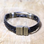 Bruce Leather Bracelet // Black + Gold + Gray