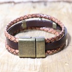 Rune Leather Bracelet // Brown