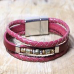 Ehud Leather Bracelet // Burgundy