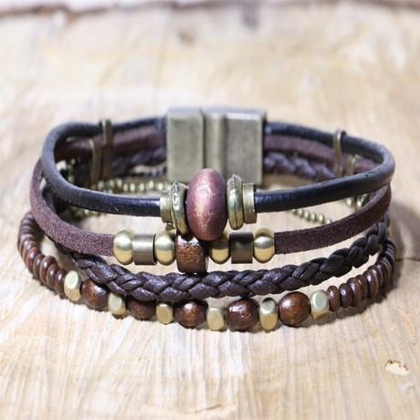 Walton Leather Bracelet // Black + Brown