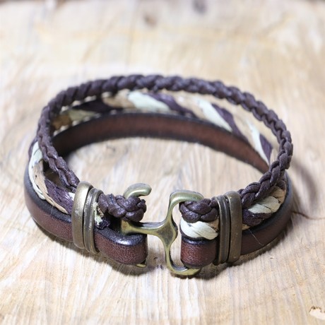 Gaspar Leather Bracelet // Black + Cream