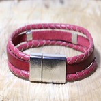 Ehud Leather Bracelet // Burgundy