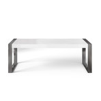 Savant Dining Table (Matte White + Stainless Steel)