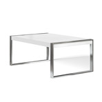 Savant Dining Table (Matte White + Stainless Steel)