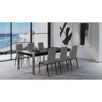 Savant Dining Table (Matte White + Stainless Steel)