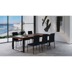 Savant Dining Table (Matte White + Stainless Steel)