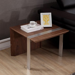 Director End Table (Light Walnut + Stainless Steel)